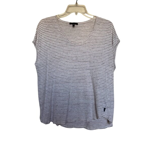 oska Tops - Oska Womens Striped Linen-Cotton Blend Sleeveless Top V-Neck Size 1 Beige